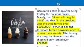 How to apply misrepresentation Liam cupcake scenario [upl. by Iaw579]