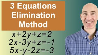 Solving Systems of 3 Equations Elimination [upl. by Atnohs]