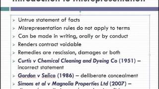 Misrepresentation Lecture 1 of 4 [upl. by Sirdi]